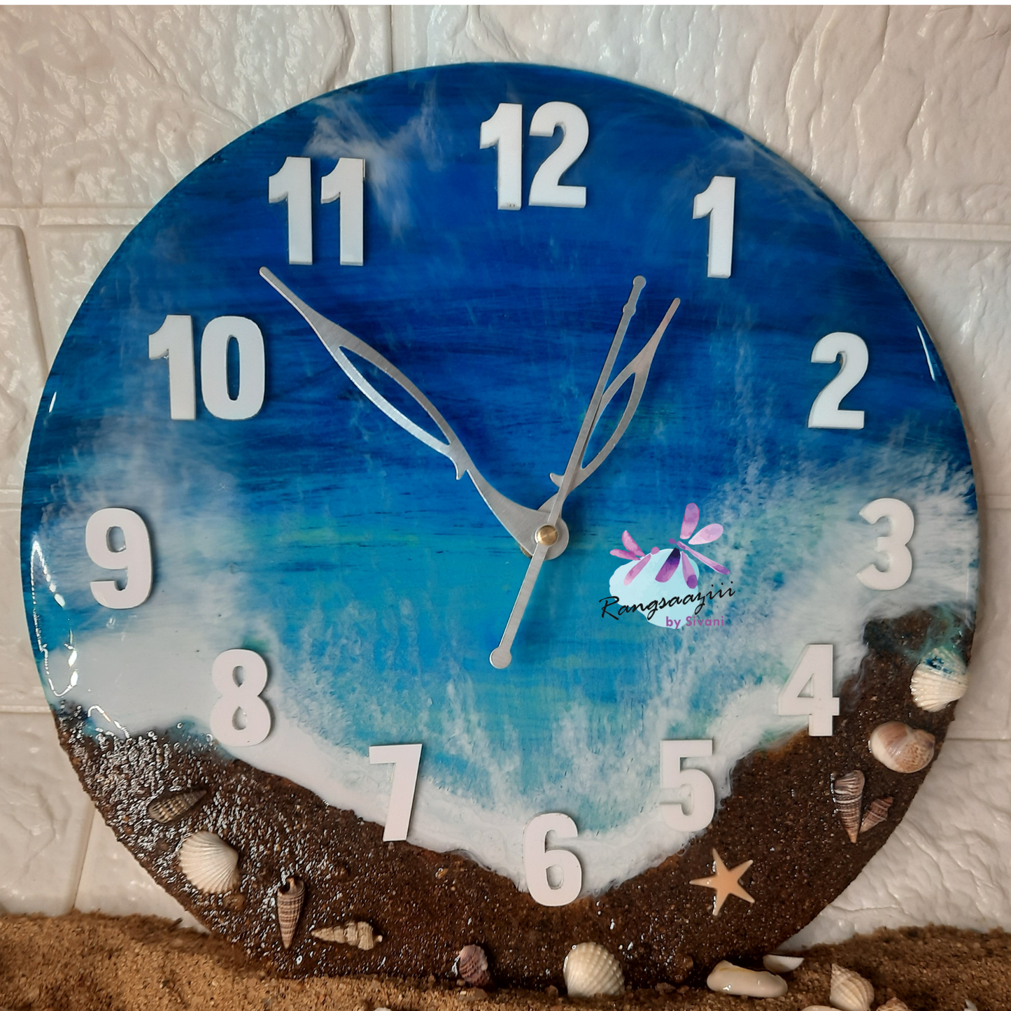 Beach Square Resin Wall Clock