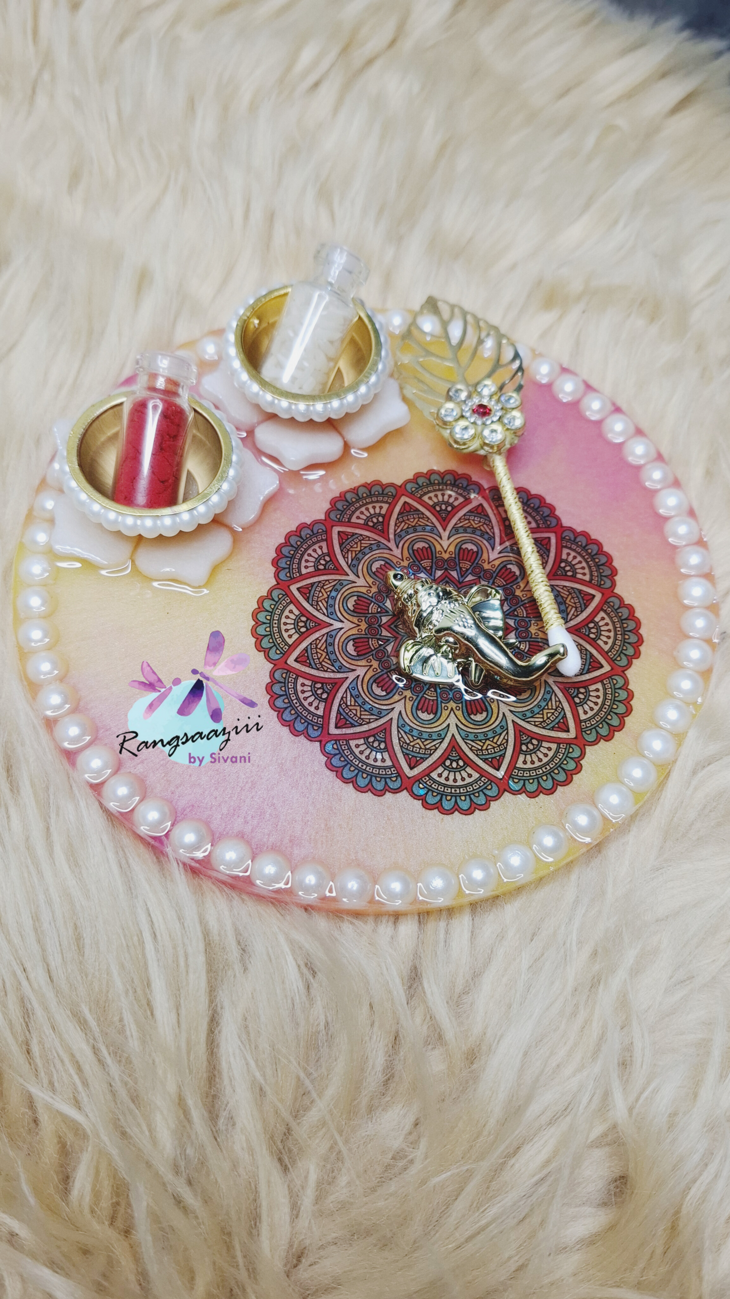 Rangsaazii Pooja Tilak Set Handmade Pichwai Art