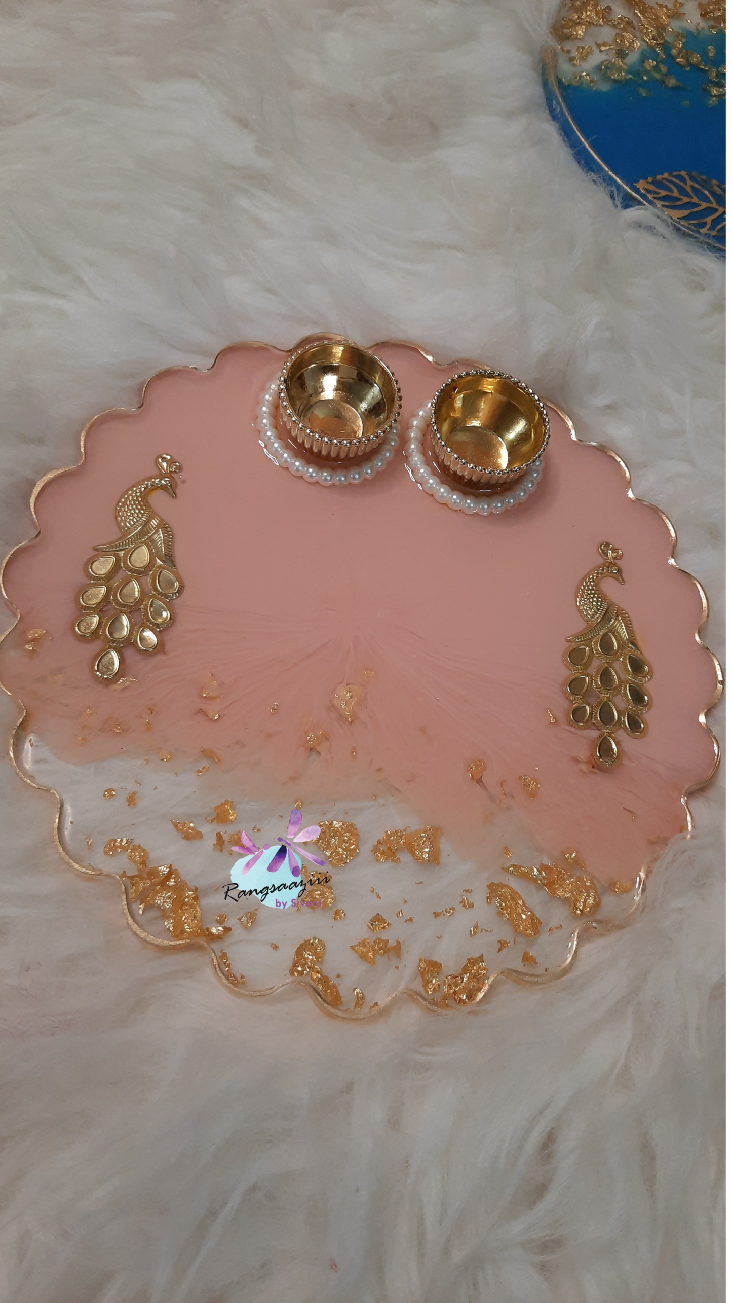 Rangsaazii Pooja Tilak Handmade Peacock Design With Diya