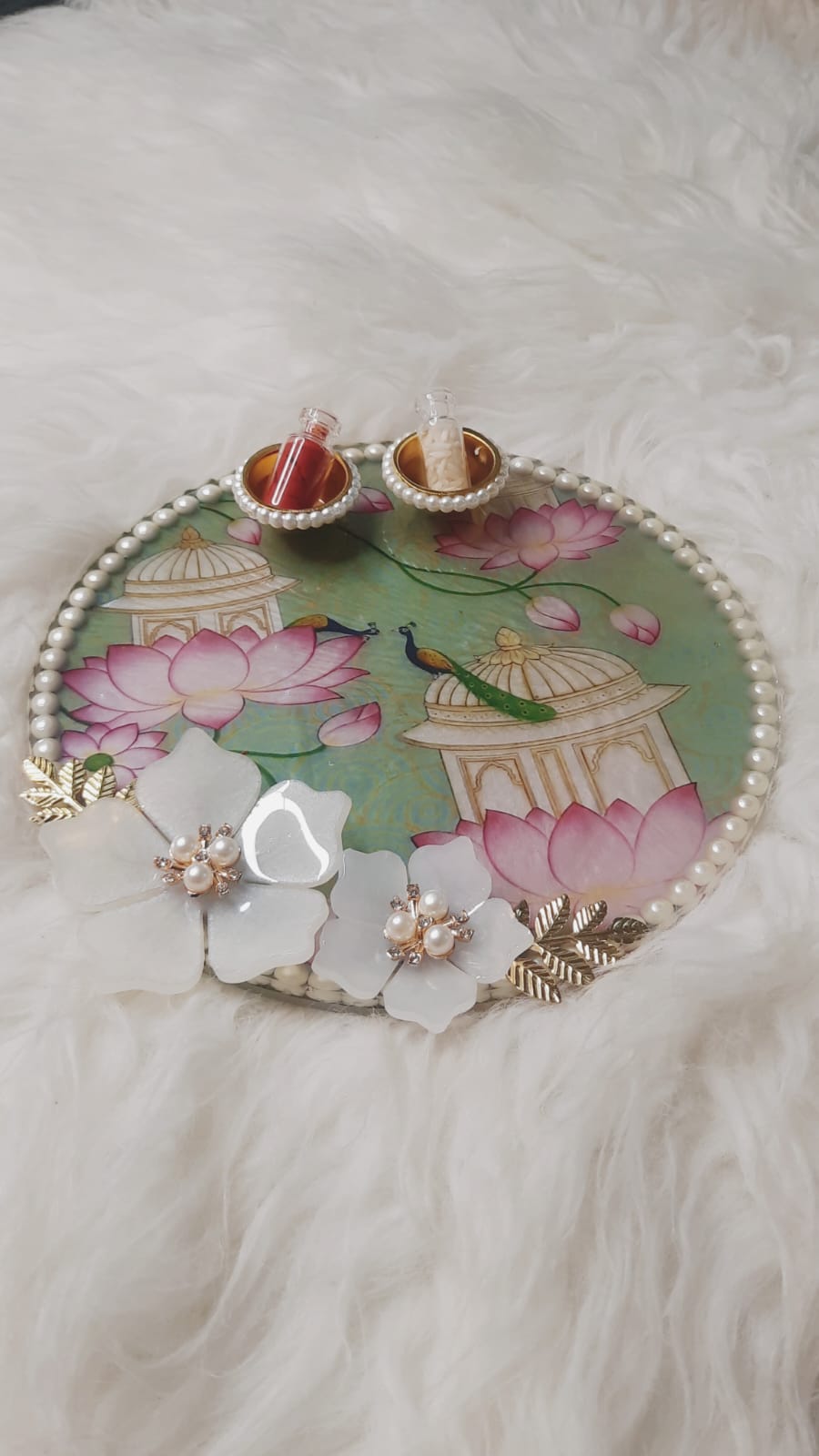 Peacock pichwai platter