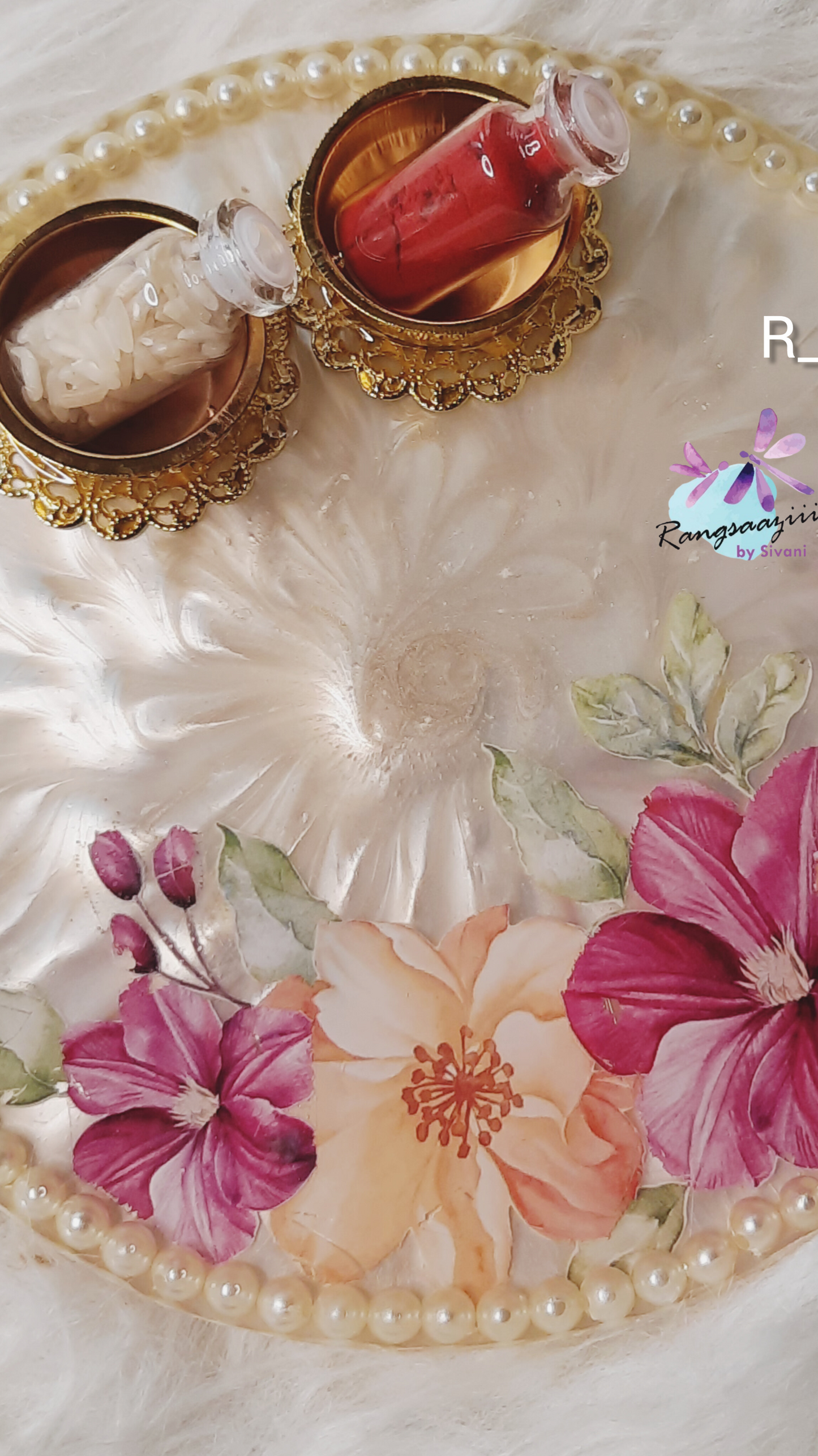 Rangsaazii Pooja Tilak Set Handmade Flower Design
