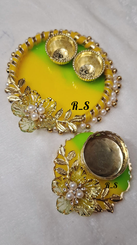 Tilak plate and diya set (10 sets)