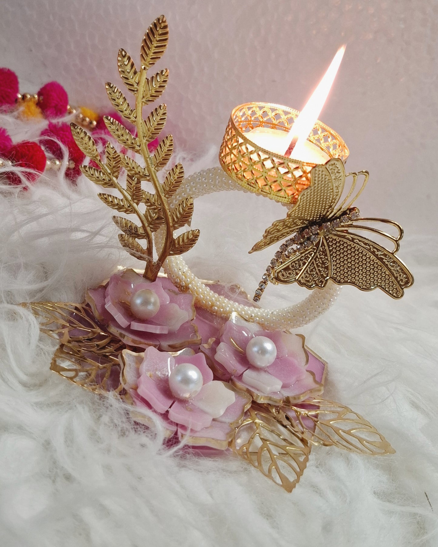 Purple floral flicker ( tlight holder)