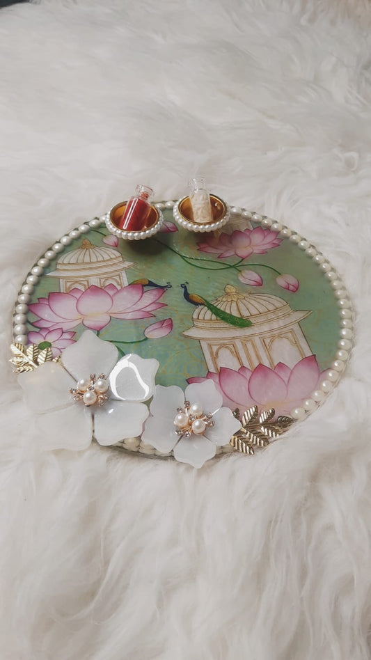 Peacock pichwai platter